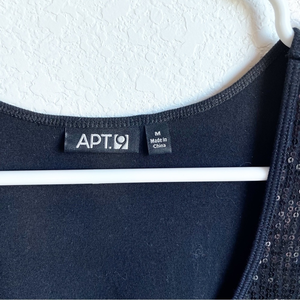 Apt. 9 Black Sequin Front Tank Medium - image 4